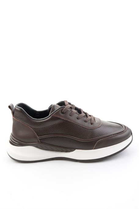 Kahve Hakiki Deri Erkek Sneaker E01958176543