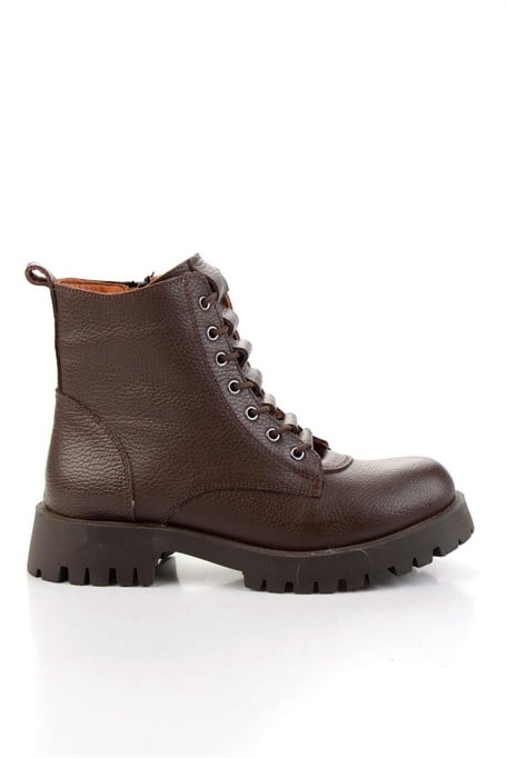 Kahve Hakiki Deri Kadın Bot & Bootie K02028800803