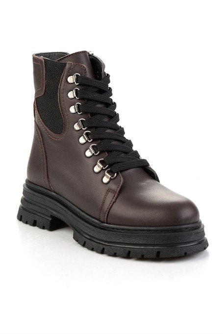 Kahve Hakiki Deri Kadın Bot & Bootie K02462040403