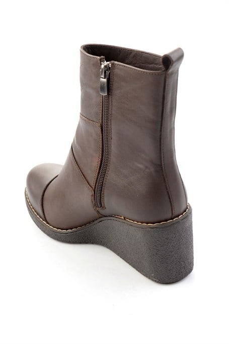 Kahve Hakiki Deri Kadın Bot & Bootie K02586999703