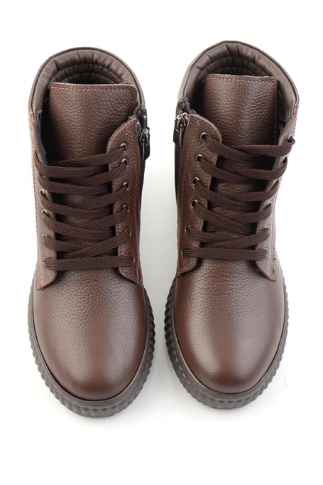 Kahve Hakiki Deri Kadın Bot & Bootie K02331400403