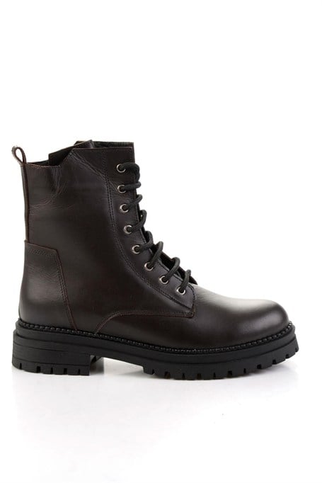 Kahve Hakiki Deri Kadın Bot & Bootie K02040451203