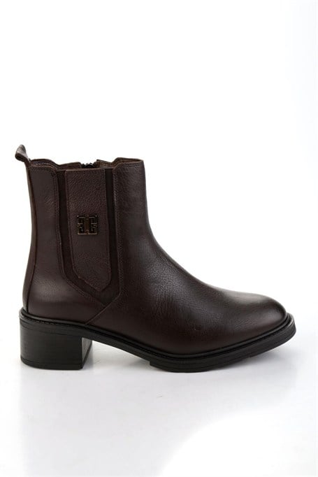 Kahve Hakiki Deri Kadın Bot & Bootie K02645012103