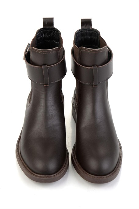Kahve Hakiki Deri Kadın Bot & Bootie K02724259003