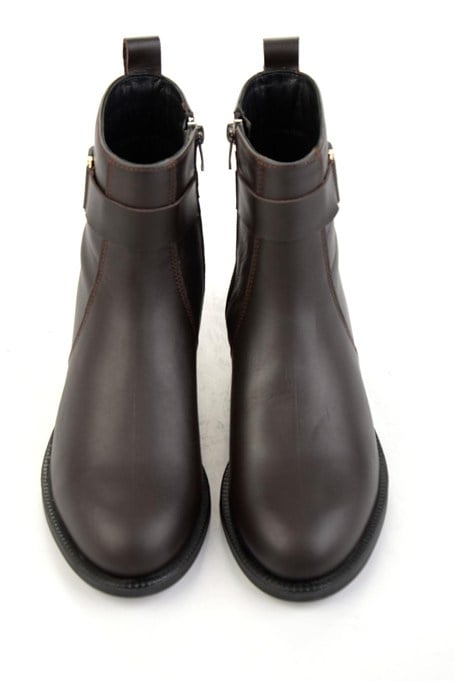 Kahve Hakiki Deri Kadın Bot & Bootie K02724560303