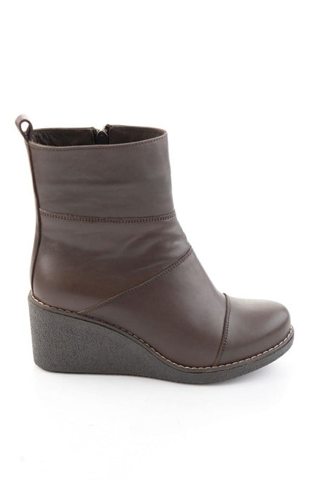 Kahve Hakiki Deri Kadın Bot & Bootie K02586999703