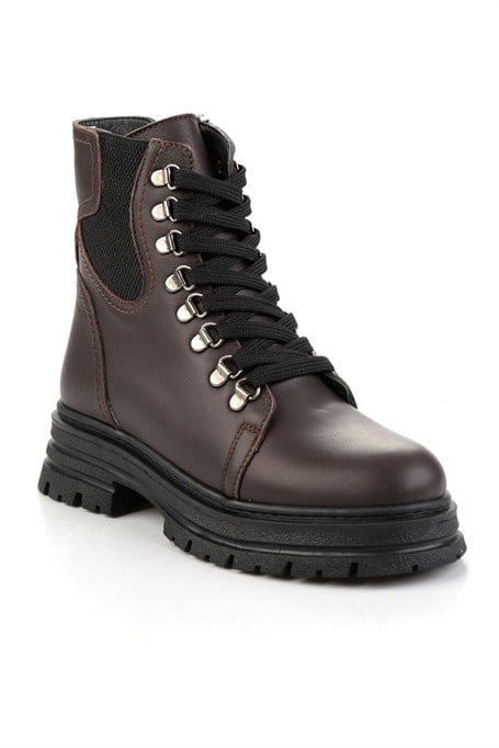 Kahve Hakiki Deri Kadın Bot & Bootie K02462040403