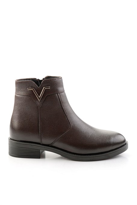 Kahve Hakiki Deri Kadın Bot & Bootie K02286001303