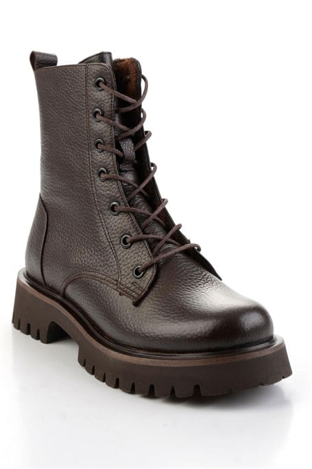 Kahve Hakiki Deri Kadın Bot & Bootie K02666420003