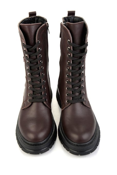 Kahve Hakiki Deri Kadın Bot & Bootie K02462040503