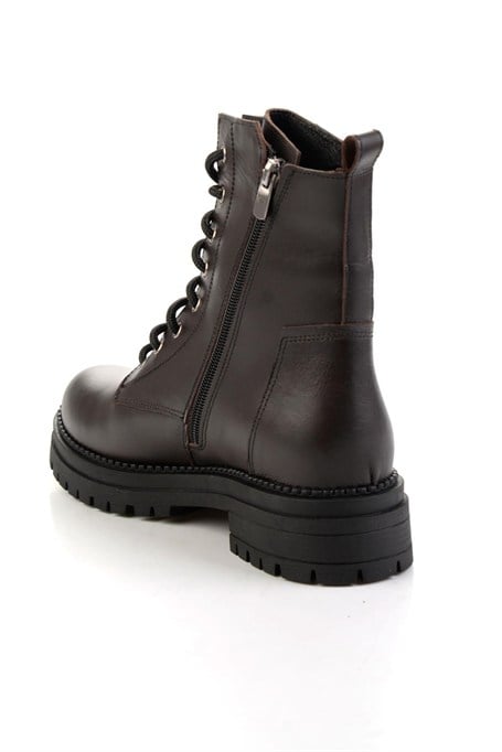 Kahve Hakiki Deri Kadın Bot & Bootie K02040451203