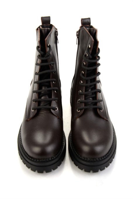 Kahve Hakiki Deri Kadın Bot & Bootie K02040451203