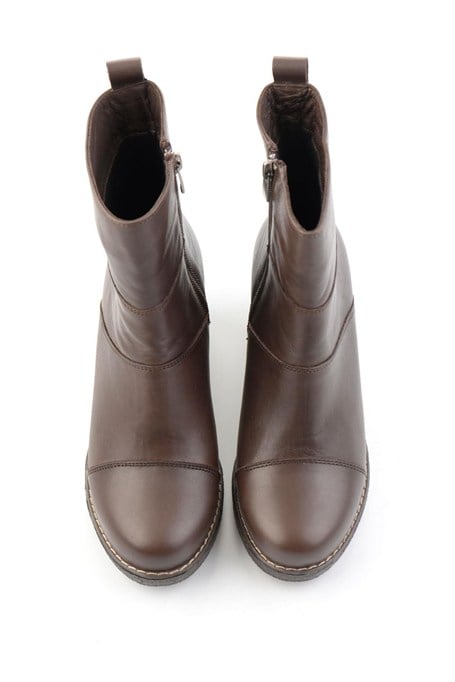 Kahve Hakiki Deri Kadın Bot & Bootie K02586999703
