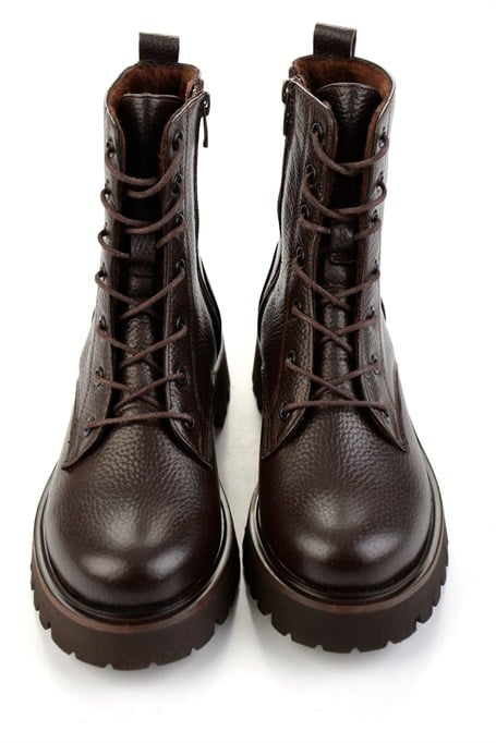 Kahve Hakiki Deri Kadın Bot & Bootie K02666420003