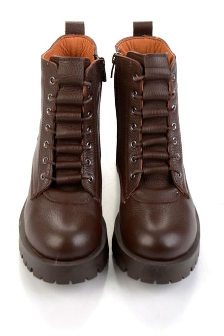 Kahve Hakiki Deri Kadın Bot & Bootie K02028800803