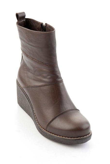 Kahve Hakiki Deri Kadın Bot & Bootie K02586999703