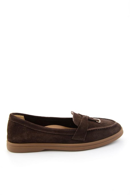 Kahve Hakiki Deri Kadın Loafer Ayakkabı K01045035802