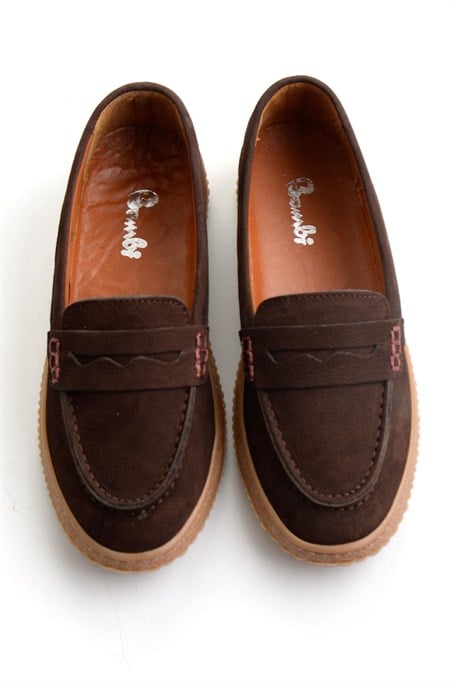 Kahve Hakiki Deri Kadın Loafer Ayakkabı K01045050401