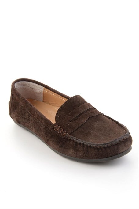Kahve Hakiki Deri Kadın Loafer Ayakkabı K01045035702