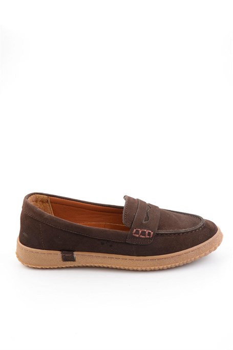 Kahve Hakiki Deri Kadın Loafer Ayakkabı K01045050401