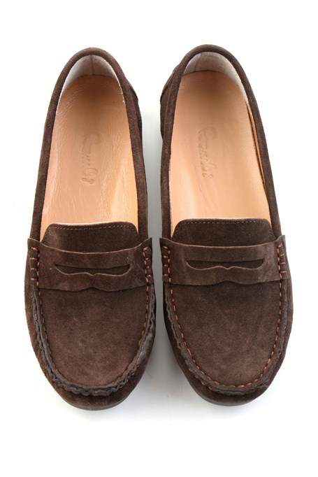Kahve Hakiki Deri Kadın Loafer Ayakkabı K01045035702