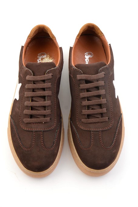 Kahve Hakiki Deri Kadın Sneaker K01045050301