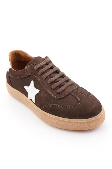 Kahve Hakiki Deri Kadın Sneaker K01045050301