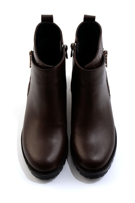 Kahve Kahve Hakiki Deri Kadın Bot & Bootie K02531230203