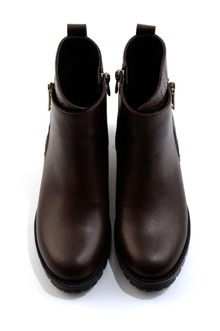 Kahve Kahve Hakiki Deri Kadın Bot & Bootie K02531230203
