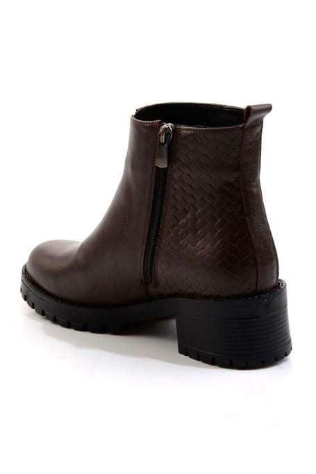 Kahve Kahve Hakiki Deri Kadın Bot & Bootie K02531230203