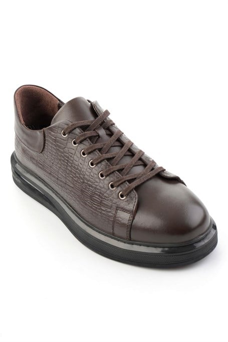 Kahve Kahve Napa Hakiki Deri Erkek Sneaker E01080209143
