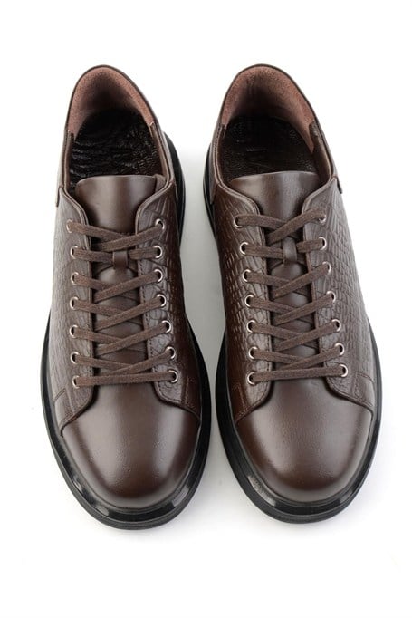 Kahve Kahve Napa Hakiki Deri Erkek Sneaker E01080209143