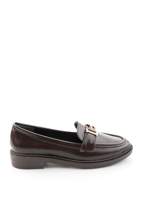 Kahve Kırışık  Kadın Loafer Ayakkabı K01216100542