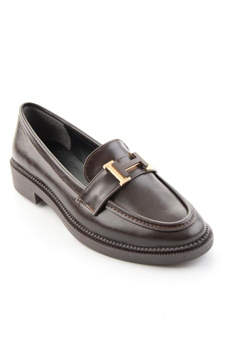 Kahve Kırışık  Kadın Loafer Ayakkabı K01216100542