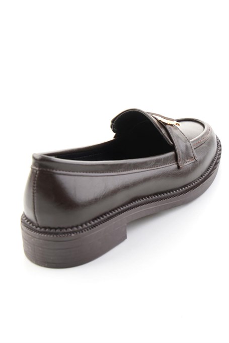Kahve Kırışık  Kadın Loafer Ayakkabı K01216100542