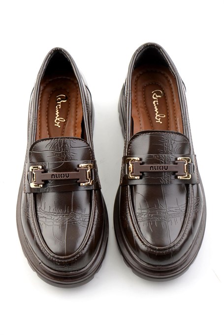 Kahve Kroko  Kadın Loafer Ayakkabı K01179828111