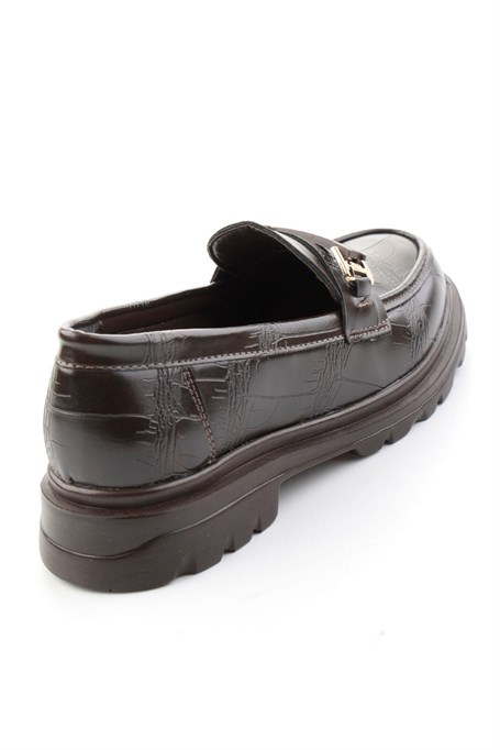 Kahve Kroko  Kadın Loafer Ayakkabı K01179828111