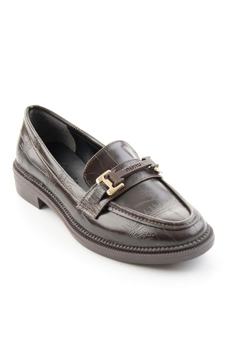 Kahve Kroko  Kadın Loafer Ayakkabı K01216100411