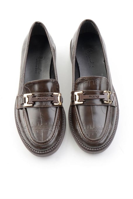 Kahve Kroko  Kadın Loafer Ayakkabı K01216100411