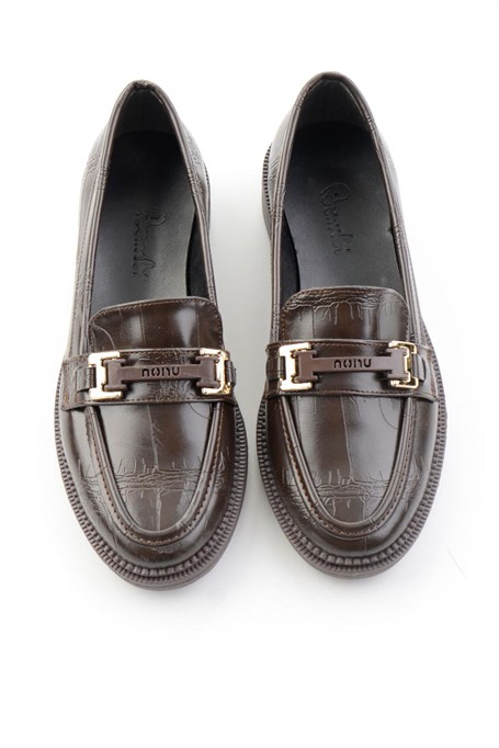 Kahve Kroko  Kadın Loafer Ayakkabı K01216100411