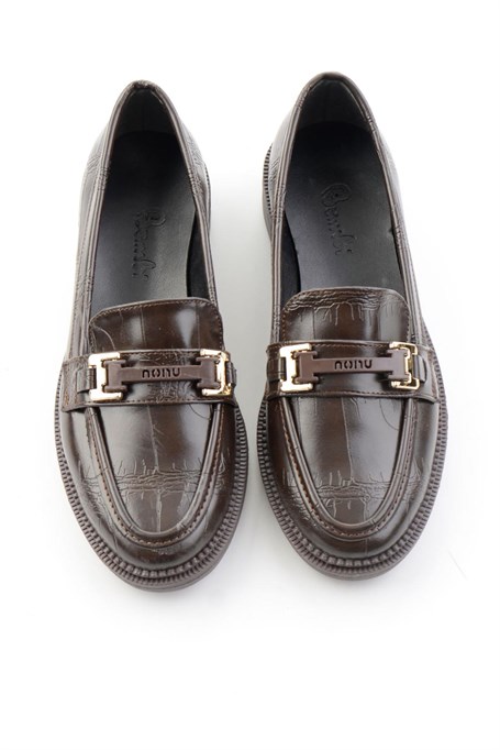 Kahve Kroko  Kadın Loafer Ayakkabı K01216100411