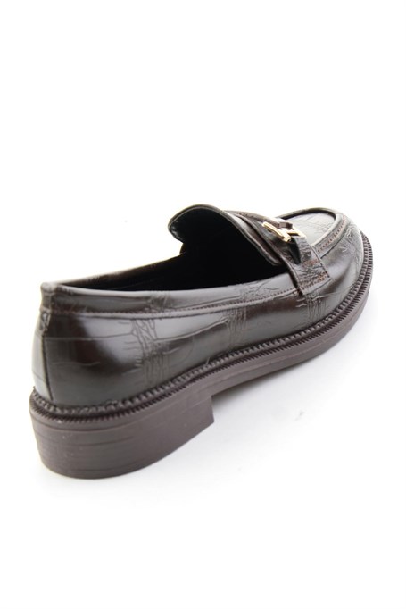 Kahve Kroko  Kadın Loafer Ayakkabı K01216100411