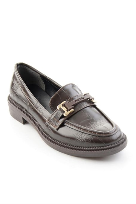 Kahve Kroko  Kadın Loafer Ayakkabı K01216100411