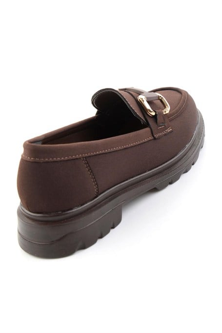 Kahve Mat Saten  Kadın Loafer Ayakkabı K01179002020