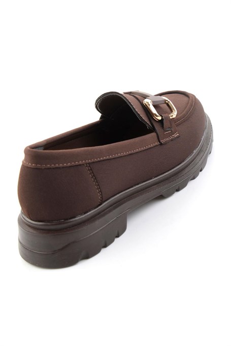Kahve Mat Saten  Kadın Loafer Ayakkabı K01179002020