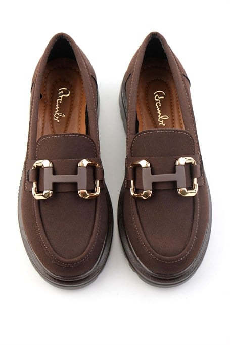 Kahve Mat Saten  Kadın Loafer Ayakkabı K01179002020