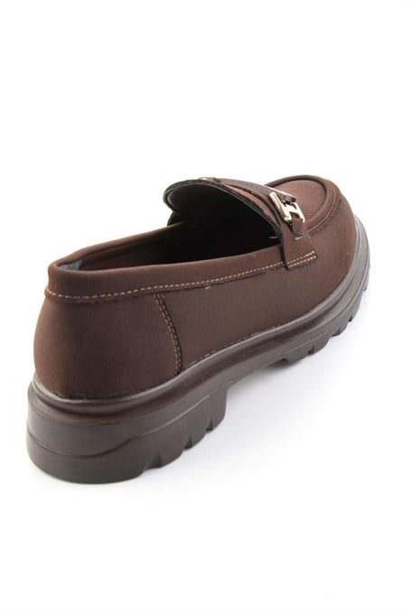 Kahve Mat Saten  Kadın Loafer Ayakkabı K01179828120