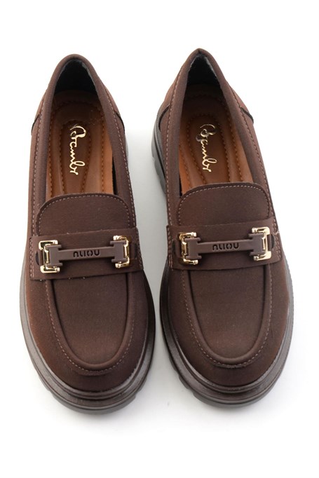 Kahve Mat Saten  Kadın Loafer Ayakkabı K01179828120