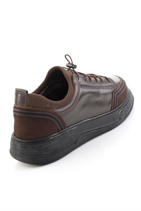 Kahve Napa Hakiki Deri Erkek Sneaker E01080185243