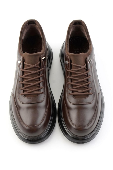 Kahve Napa Hakiki Deri Erkek Sneaker E01080205543